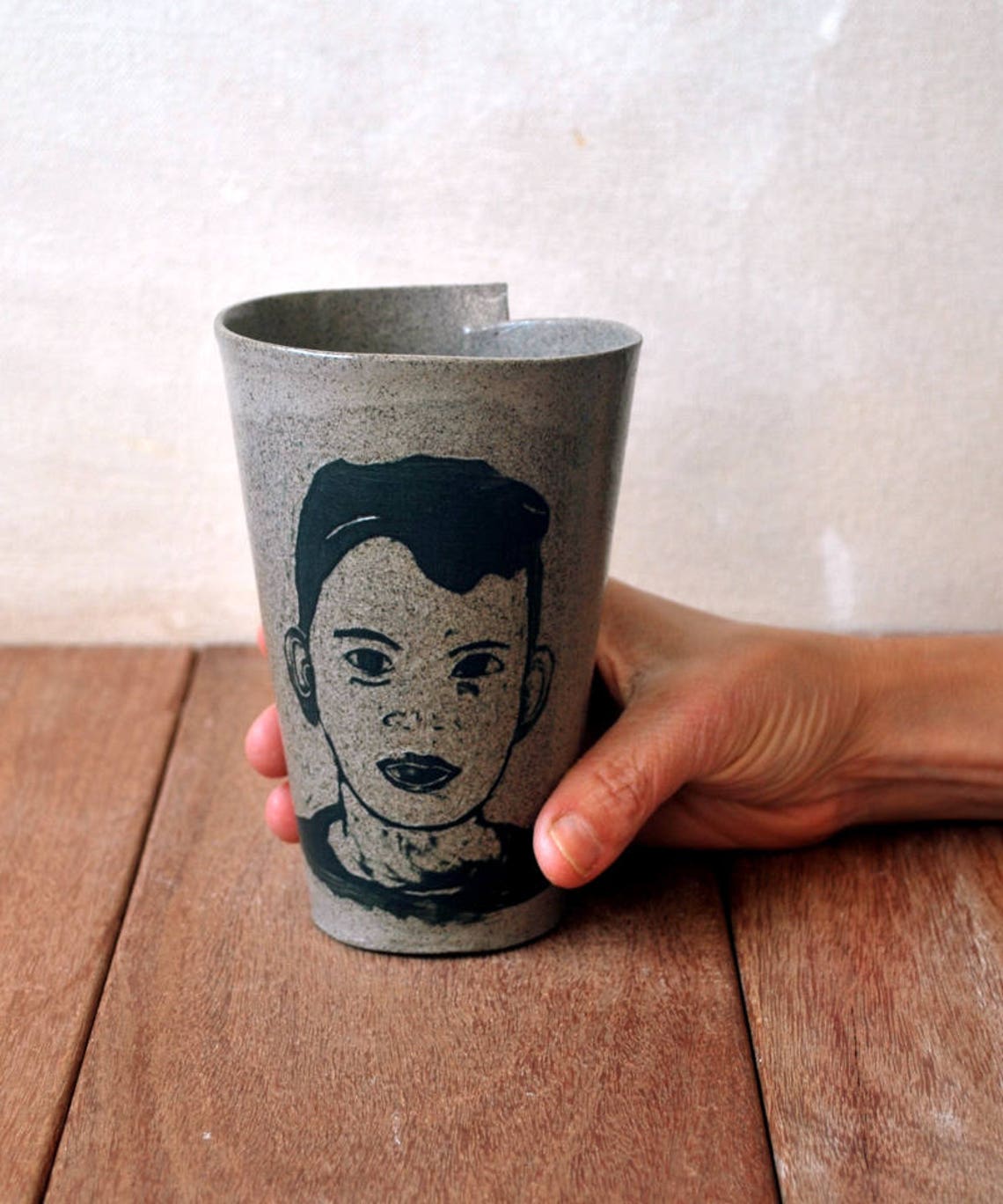 Pottery Coffee Mug Gray Ceramic Cup Large Pottery Mug Etsy