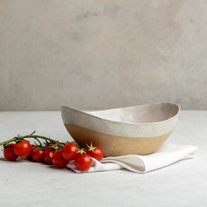 Handmade Turquoise Ceramic Salad Bowl, Rustic Terracotta Pottery image 6