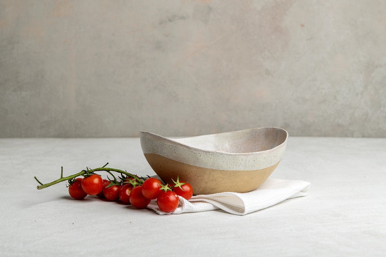 Handmade Turquoise Ceramic Salad Bowl, Rustic Terracotta Pottery image 6