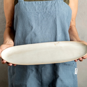 Serving Tray Handmade Ceramic Oval Platter Minimalist Tray For Table Decor Modern Serving Dish Unique Pottery Wedding Gift