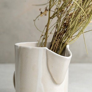 Handmade Ceramic White Large Flower Vase, Pottery Christmas Gift, Unique Rustic Decorative Vase, Modern Pottery Vase, New Home Gift image 4