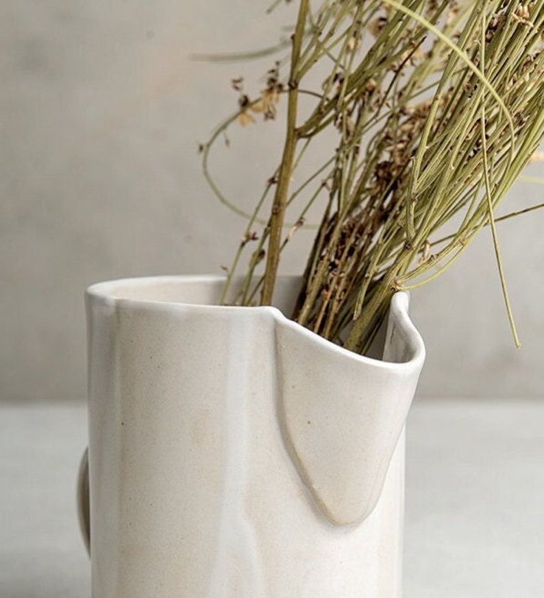Handmade Ceramic White Large Flower Vase, Pottery Christmas Gift, Unique Rustic Decorative Vase, Modern Pottery Vase, New Home Gift image 4