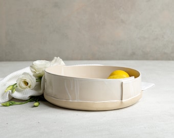 White Large Ceramic Casserole Dish, Handmade Pottery XL Bowl, Modern Baking and Serving Dish, Elegant Deep Baking Dish, Unique Hostess Gift