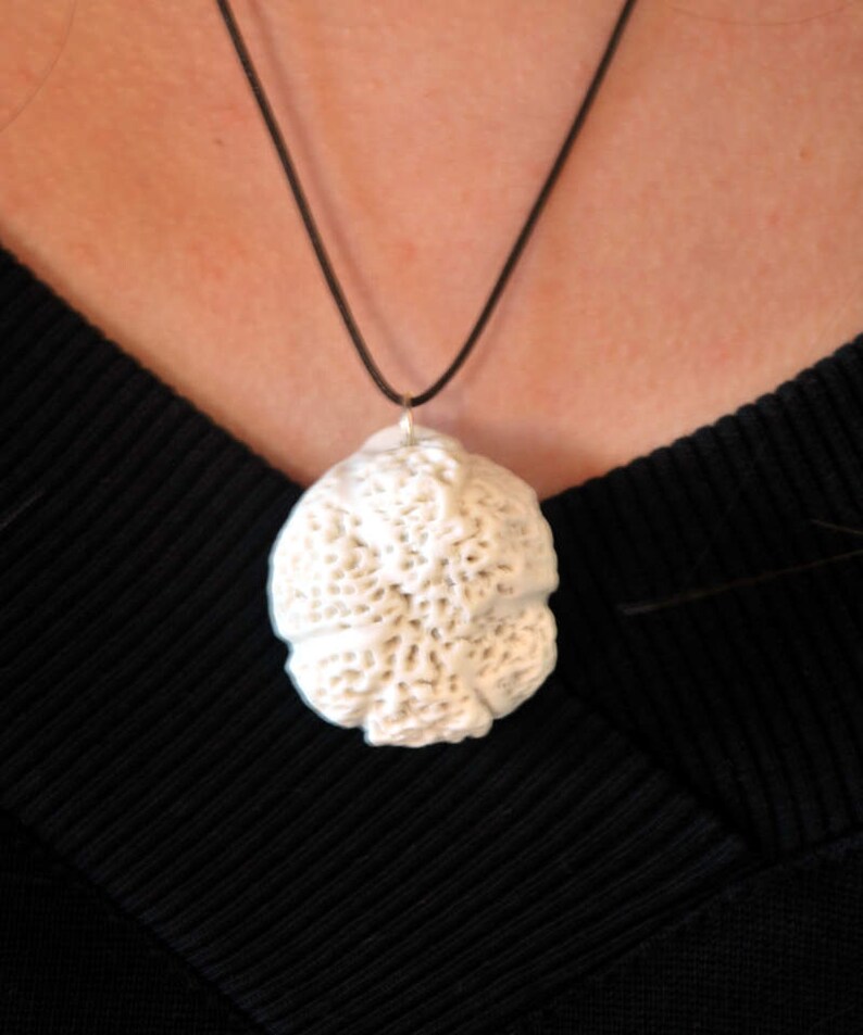 Porcelain Necklace Brain Coral Porcelain Jewelry Round Etsy
