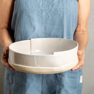 White Ceramic Baking and Serving Dish, Handmade Pottery XL Bowl, Large Baking Casserole, Large Deep Baking Dish, Unique Kitchen Wedding Gift