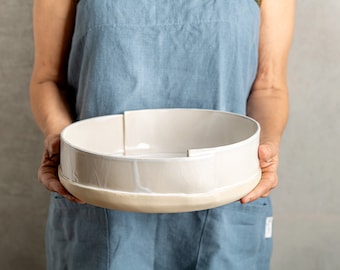 White Ceramic Baking and Serving Dish, Handmade Pottery XL Bowl, Large Baking Casserole, Large Deep Baking Dish, Unique Kitchen Wedding Gift