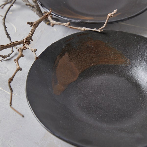 Black Ceramic Bowl Etsy