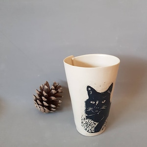 Personalized Pet Mug, Custom Pet Tumbler, Cat Owner Gift, Pottery Unique Coffee Cup, Ceramic Handmade Dog Custom Gift image 2