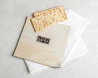 Large Square Ceramic Matzah Plate, Handmade Matzah Platter, Pottery Cream Plate, Jewish Wedding Gift,  Square Judaica Plate, Passover Gift