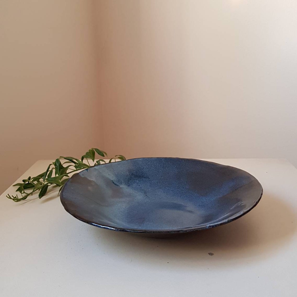 Ceramic Bowl Fruit Bowl Blue Pottery Bowl Ceramic Serving Etsy