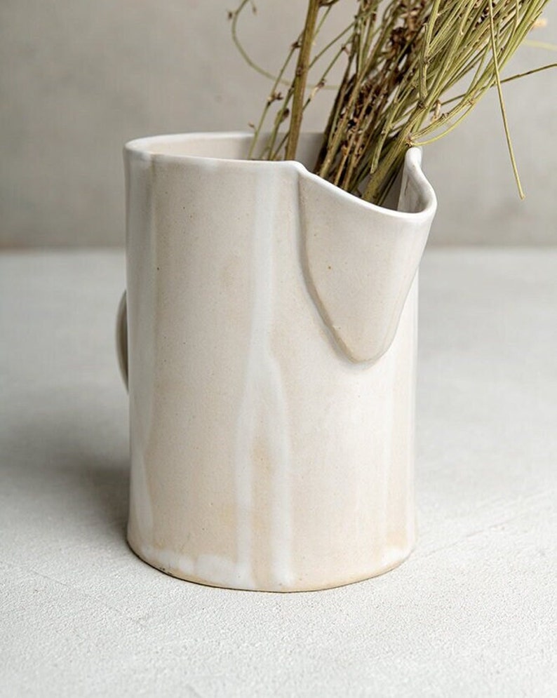 Handmade Ceramic White Large Flower Vase, Pottery Christmas Gift, Unique Rustic Decorative Vase, Modern Pottery Vase, New Home Gift image 1