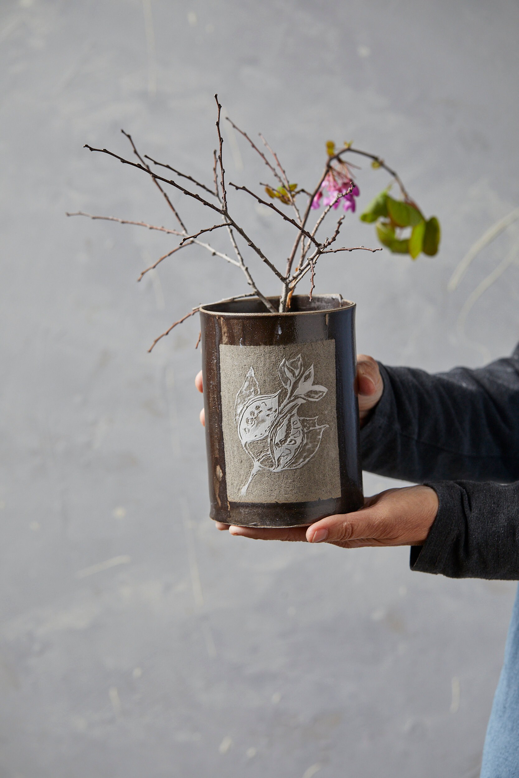 Hand Carved Ceramic Bread Baker, Sgraffito Botanical Design - Etsy