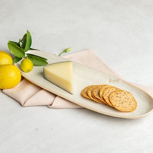 Large 15&quot; Ceramic Oval Platter Serving Dish, Handmade Unique Speckled Rustic Cheese Platter, Modern Dessert Cakes Dish, Christmas Gift Mom