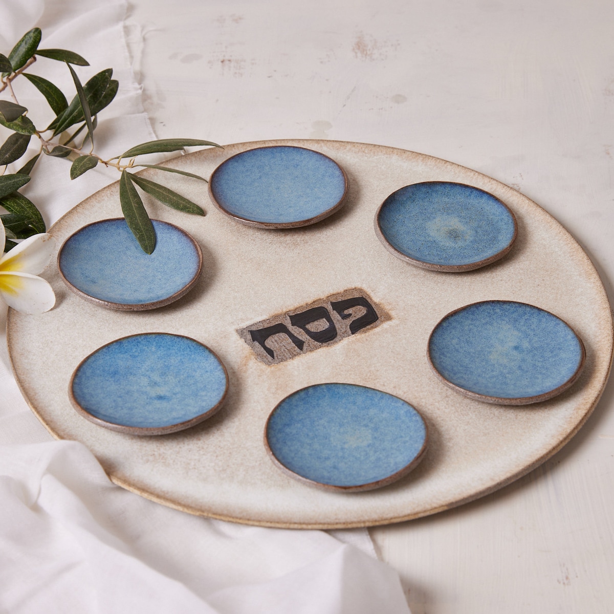 Handmade Ceramic Seder Plate & Matzah Plate