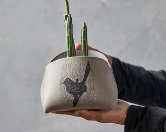 Gray Pottery Planter Pot, Unique Ceramic Plants and Succulent Planter, Modern Home Decor, Ceramic vase for Plants, Hostess Gift