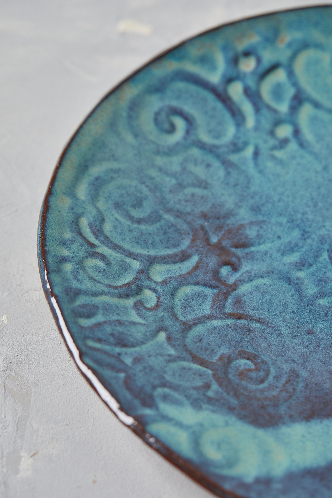 Blue Ceramic Platter Large Serving Platter Unique Christmas Etsy