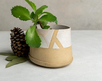 Handmade Speckled Stoneware Planter: Rustic Ceramic Succulent Pot