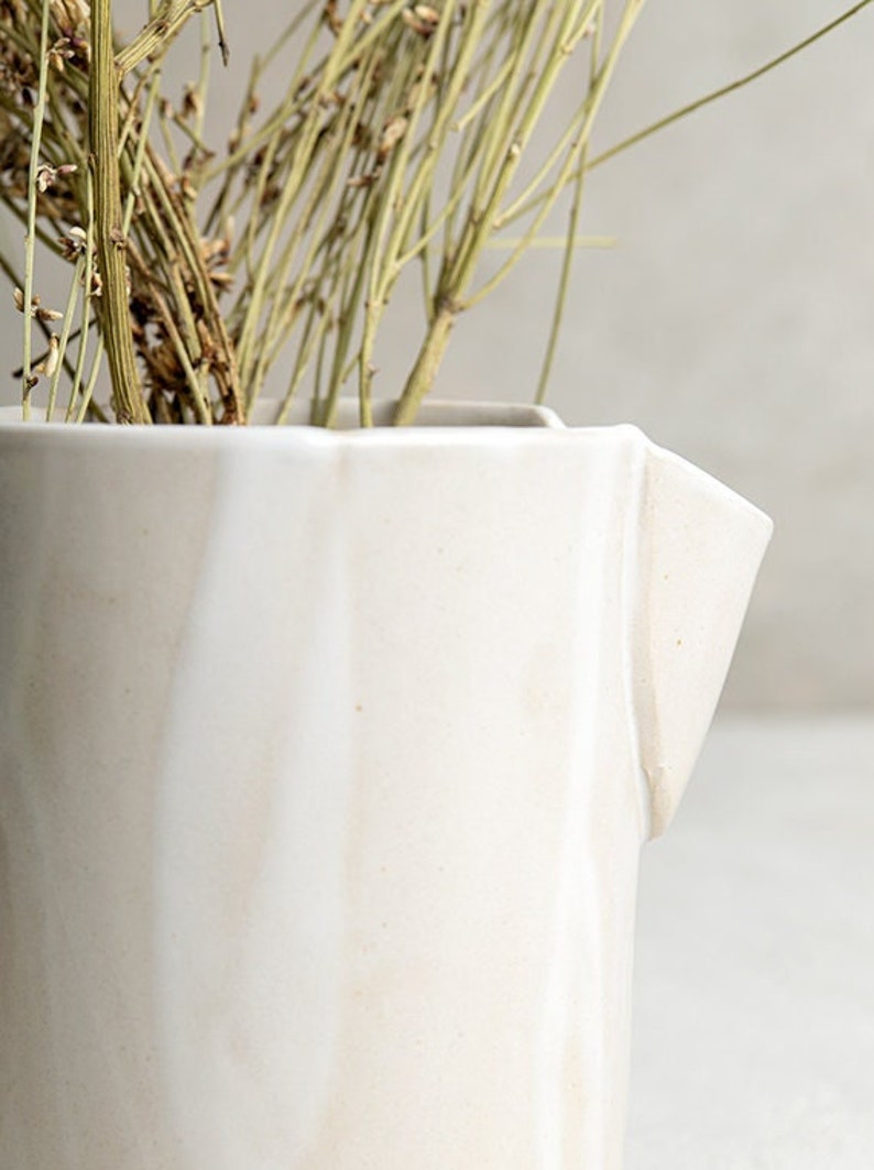 Handmade Ceramic White Large Flower Vase, Pottery Christmas Gift, Unique Rustic Decorative Vase, Modern Pottery Vase, New Home Gift image 7