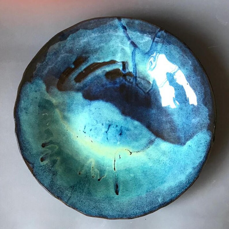 Ceramic Bowl Large Pottery Bowl Blue Bowl Blue Ceramic Etsy