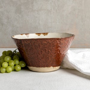 Handmade Ceramic Bowl Rustic Modern Style Unique Pottery Serving Bowl for Kitchen Food Safe Decorative Stoneware Dish Pottery Gift