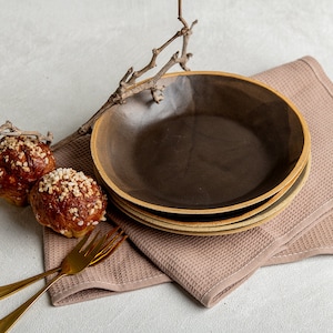 Ceramic Set Plates Brown Pottery Dinnerware Salad Plate Handmade Cake Dessert Plate Set First Course Serving Plates, Ceramic Wedding Gift