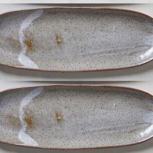Handmade  Long Oval Serving Tray, Unique Stoneware Serving Plate, Off White Gray  15&quot; Ceramic Platter, Impressive Serving Dish, Hostess Gift