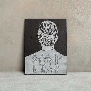 Black Ceramic Wall Art, Decorative Tile with Dancer Portrait, Black and White Wall Hanging, Ceramic Wall Art, New Home Gift image 1