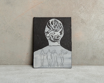 Black Ceramic Wall Art, Decorative Tile with Dancer Portrait, Black and White Wall Hanging, Ceramic Wall Art, New Home Gift