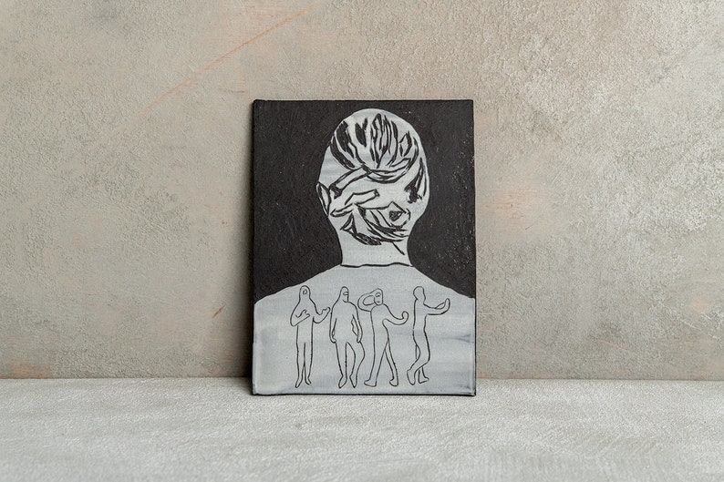 Black Ceramic Wall Art, Decorative Tile with Dancer Portrait, Black and White Wall Hanging, Ceramic Wall Art, New Home Gift image 1