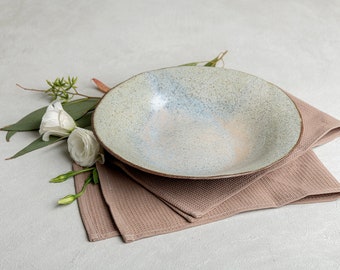 XL Cream Ceramic Serving Bowl, Rustic Table Centerpiece