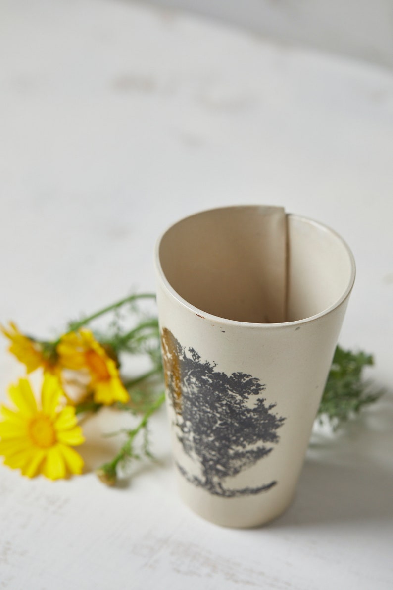 TWO White Ceramic Coffee Mug Set, Set Of 2 Pottery Tree Tumbler, 11 Oz Unique Cups Set, Rustic Tall Handmade Pottery Tumbler, Gift for Mom image 3