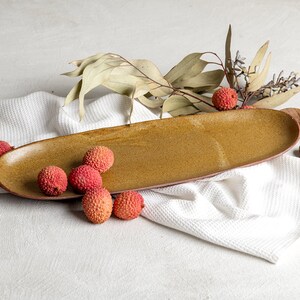 Handmade Stoneware Oval Platter for Appetizers & Cheese, Brown Ceramic Serving Tray, Ceramic wedding Gift