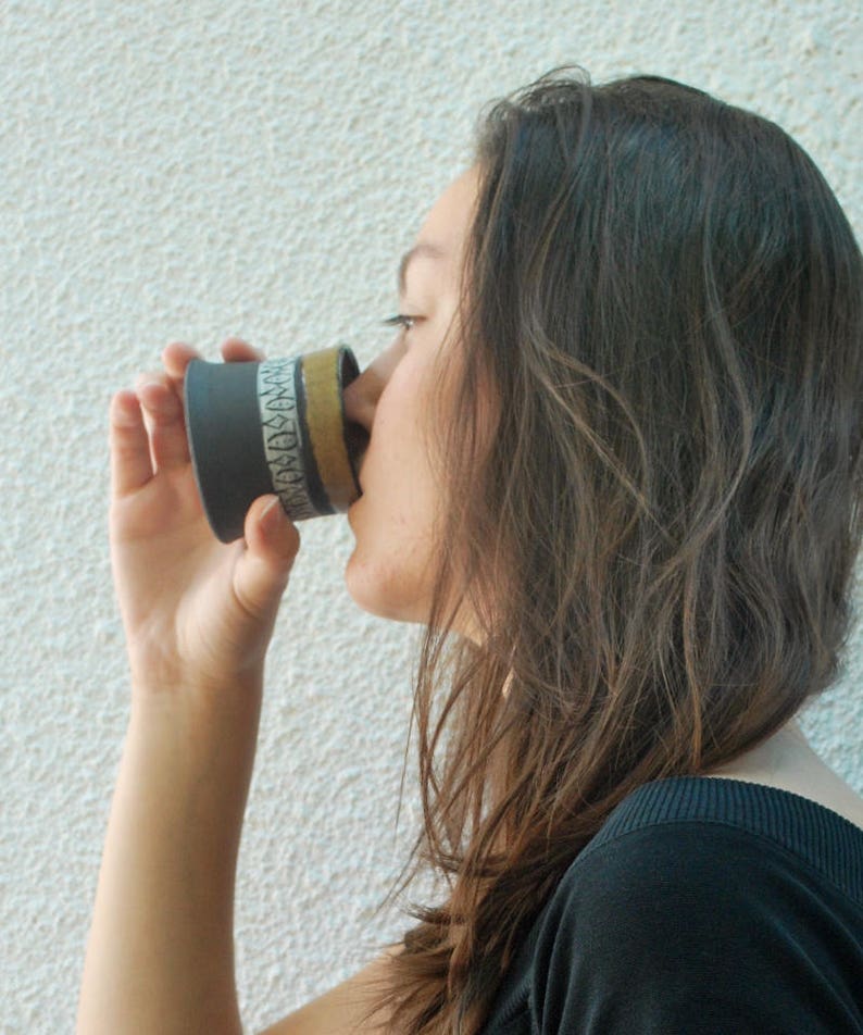 Pottery Espresso Cups Set of 2 Espresso Cup Set Black Etsy