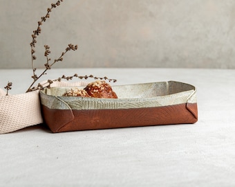 Handmade Pottery Stoneware Cake Oven to Table Dish, Cream & Terracotta Long Rectangular Baking and Serving Dish, Hostess Xmas Gift