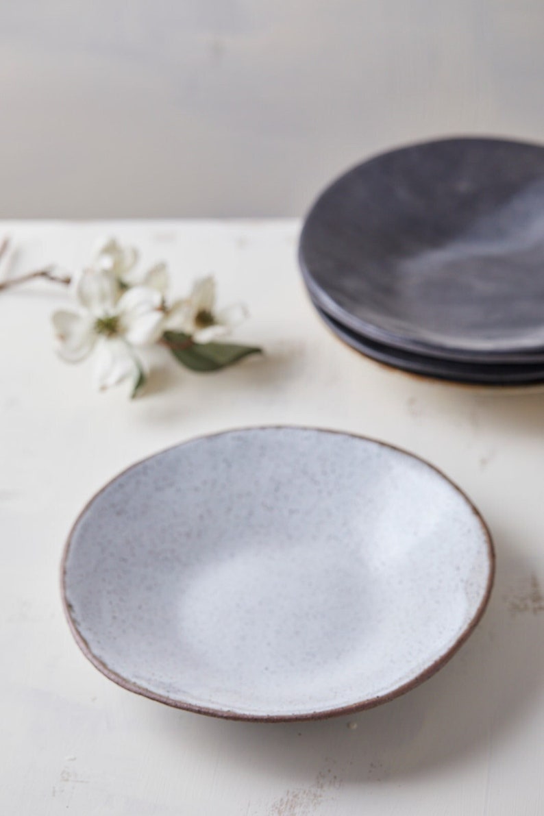 White Speckled Ceramic Pasta Bowls