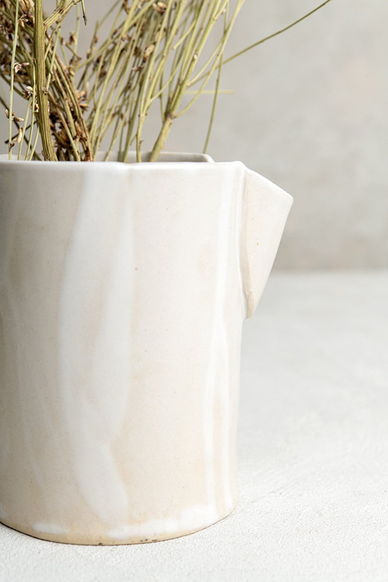 Handmade Ceramic White Large Flower Vase, Pottery Christmas Gift, Unique Rustic Decorative Vase, Modern Pottery Vase, New Home Gift image 2