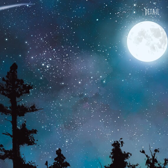 Night Sky With Moon And Trees