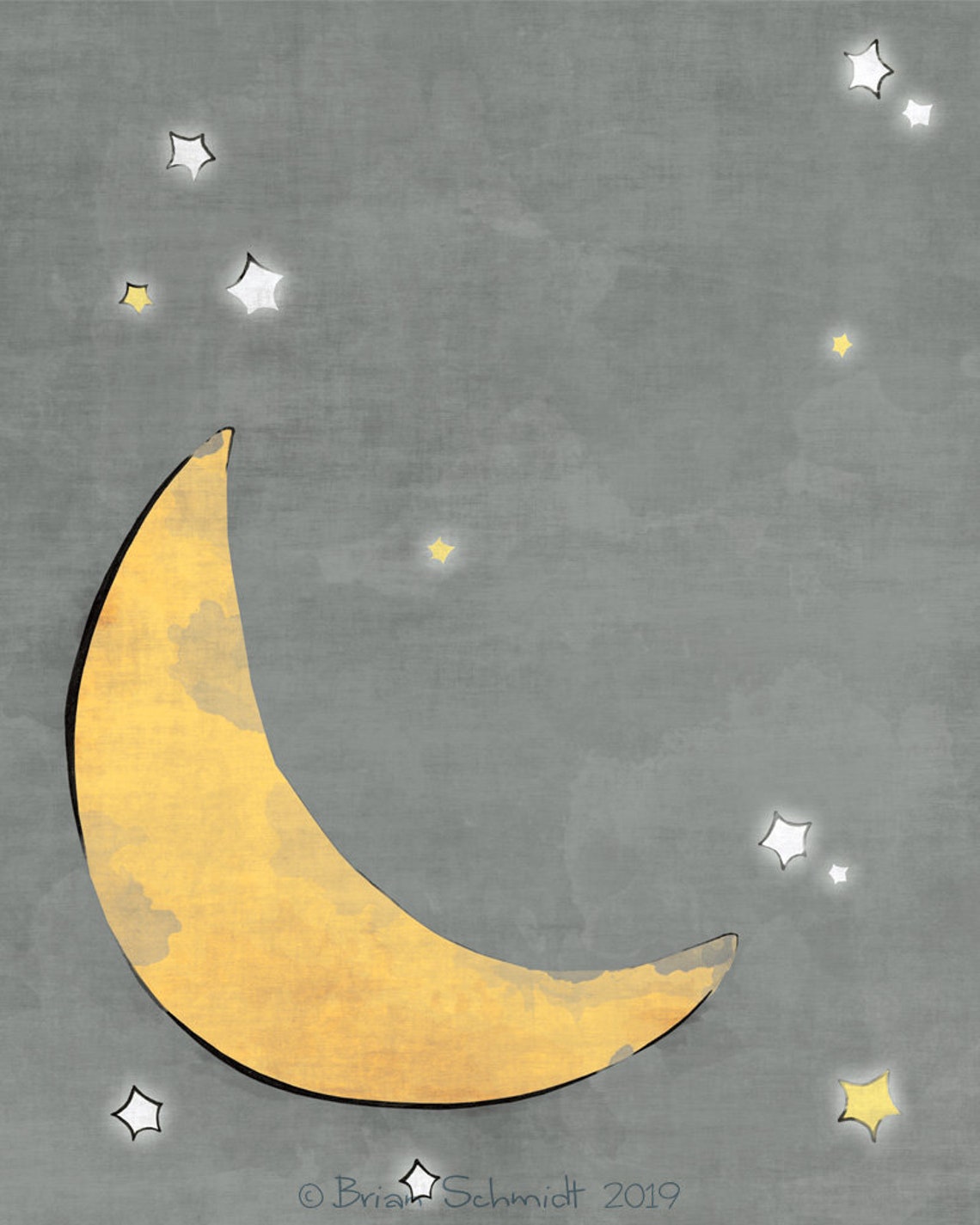 Moon Nursery Art Stars and Moon Kids Room Neutral Nursery Etsy