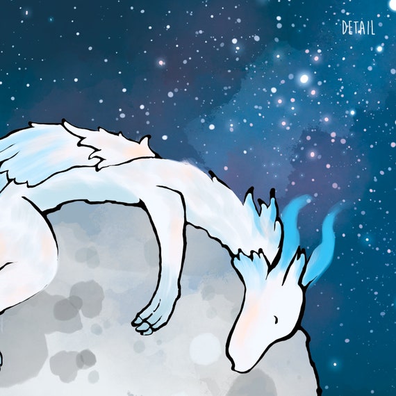 Dragon And Moon Art Print Dragon Nursery Art Print Moon And Etsy