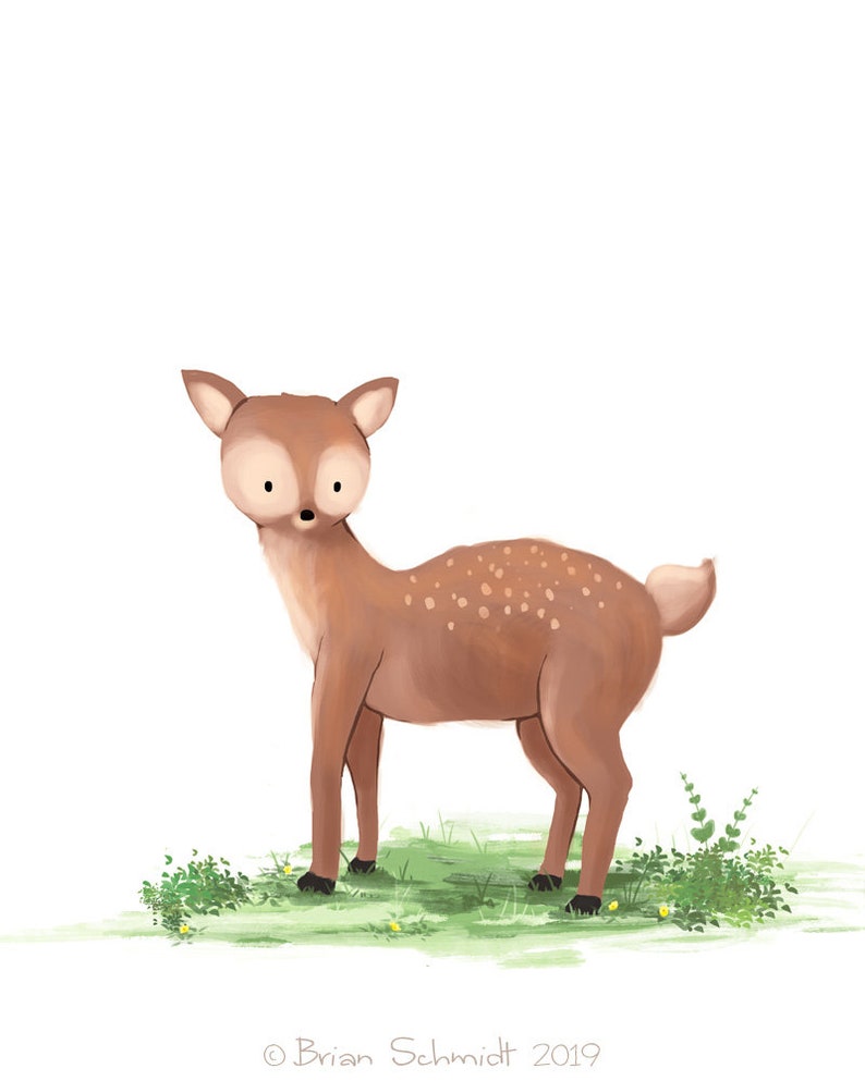 Baby Deer Nursery Art Fawn Nursery Decor Childrens Art Etsy