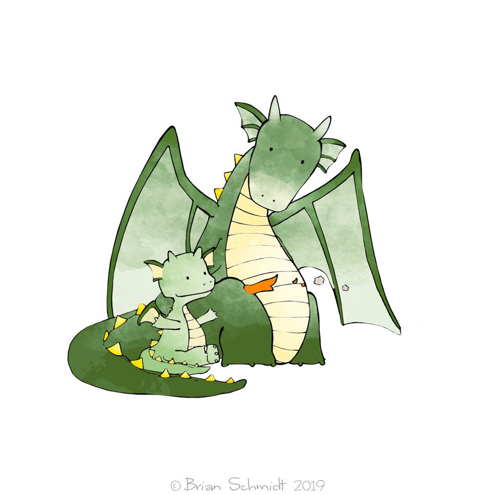 Bebe Dragon Illustration Dessin Dragon De Fantasy Apprendre Etsy