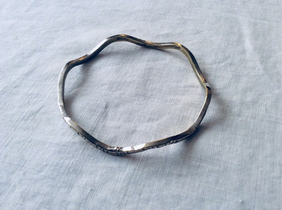 Sterling Silver Stacking Bangle. Wavy Freeform Ba… - image 3