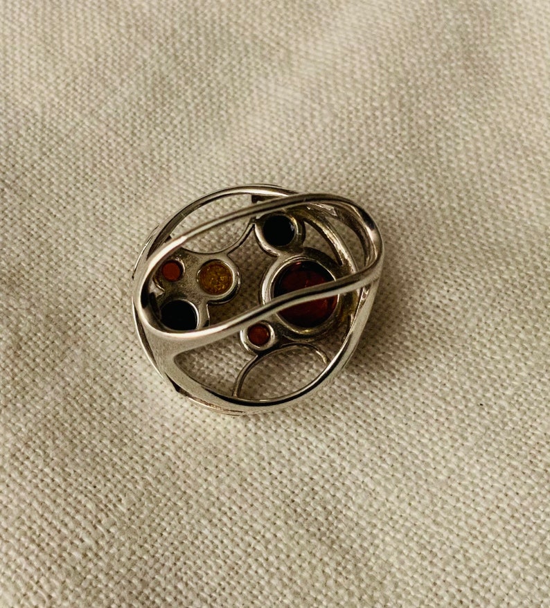 Old Rings From 2000 Early 2000’s Vintage Sterling Silver and Amber Ring. Abstract Openwork ...