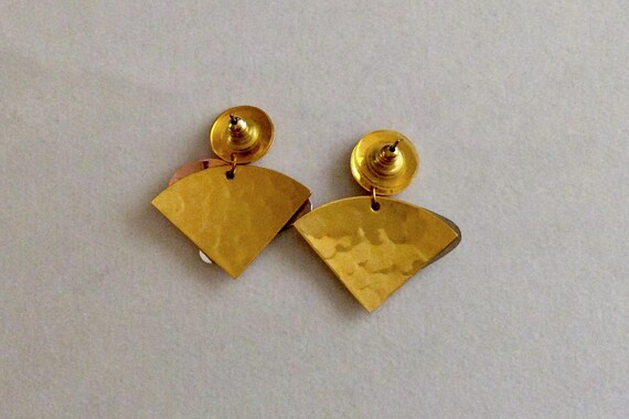 1980s Vintage Tritone Geometric Earrings - image 2