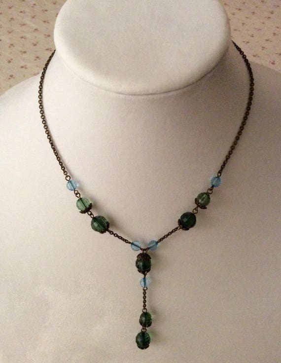 Blue and Green Lariat Necklace - image 2