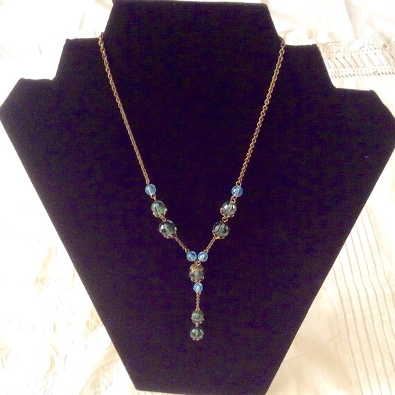 Blue and Green Lariat Necklace - image 5