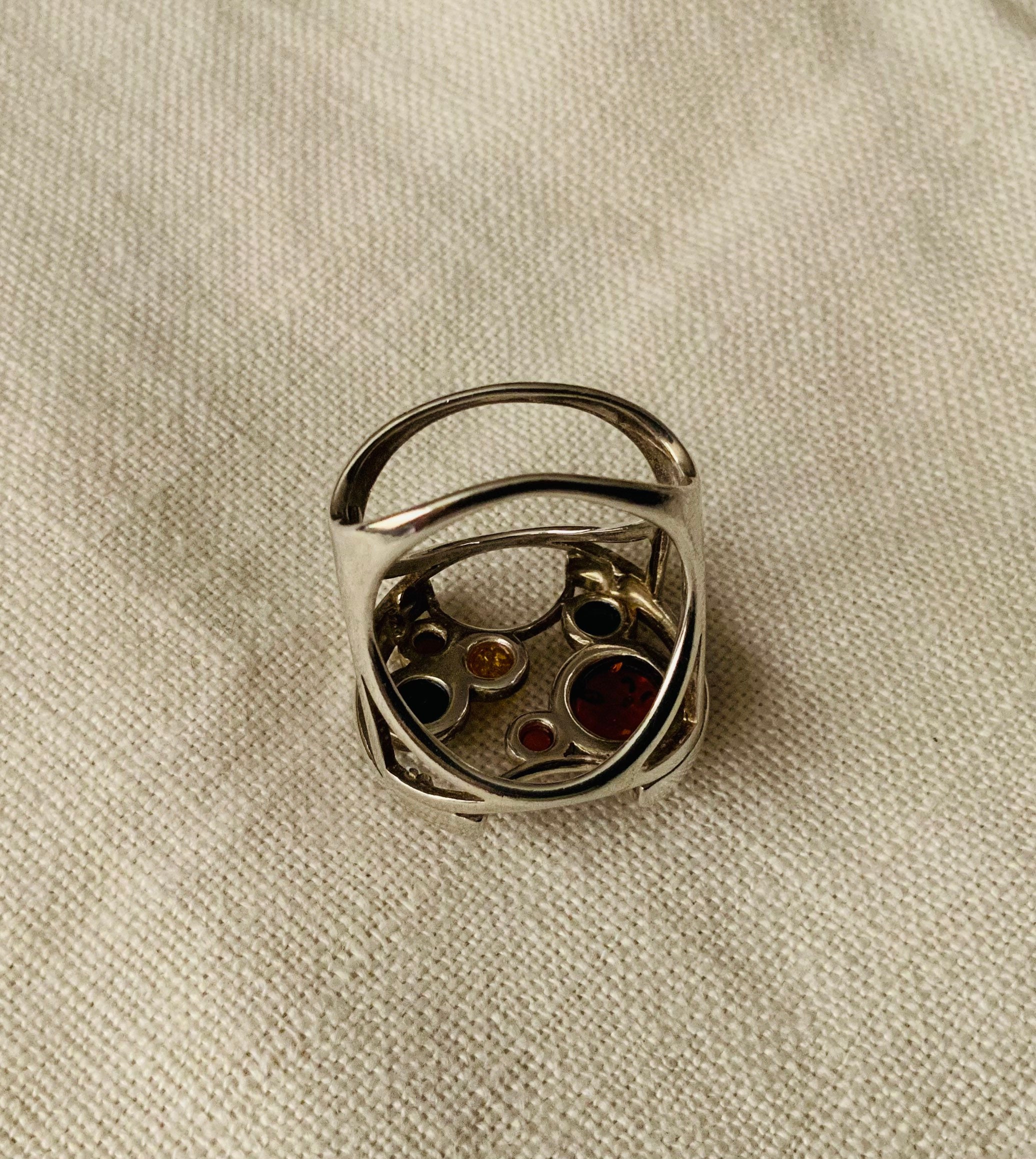 Old Rings From 2000 Early 2000’s Vintage Sterling Silver and Amber Ring. Abstract Openwork ...