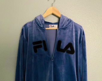 Vintage Fila Supersoft Velour Women’s Half-zip Hooded Sweatshirt