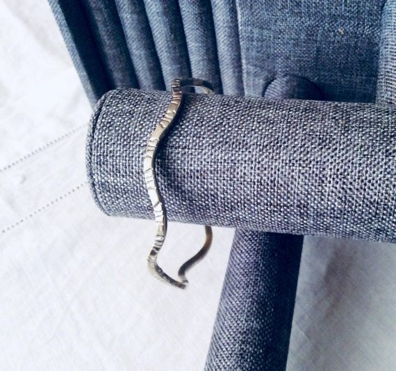Sterling Silver Stacking Bangle. Wavy Freeform Ba… - image 2