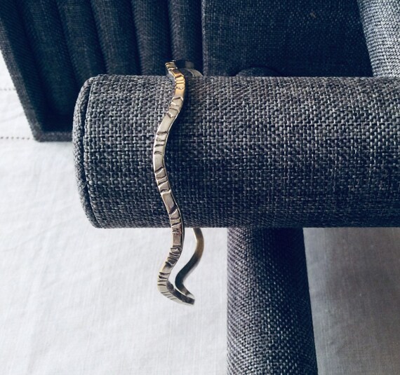 Sterling Silver Stacking Bangle. Wavy Freeform Ba… - image 4